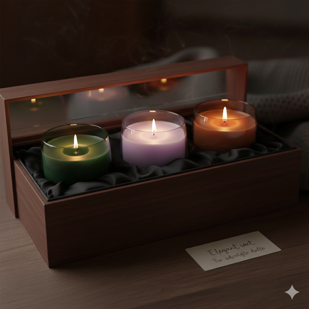 Premium gavert sæt med fem stearinlys